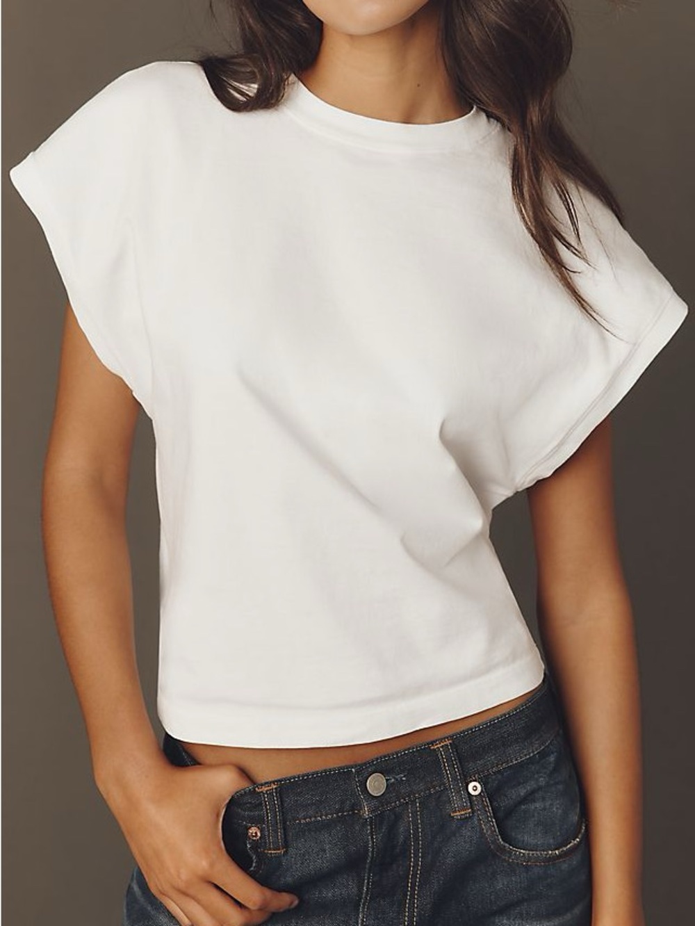 NWT AGOLDE Meg White Cotton Cap-Sleeve Tee
